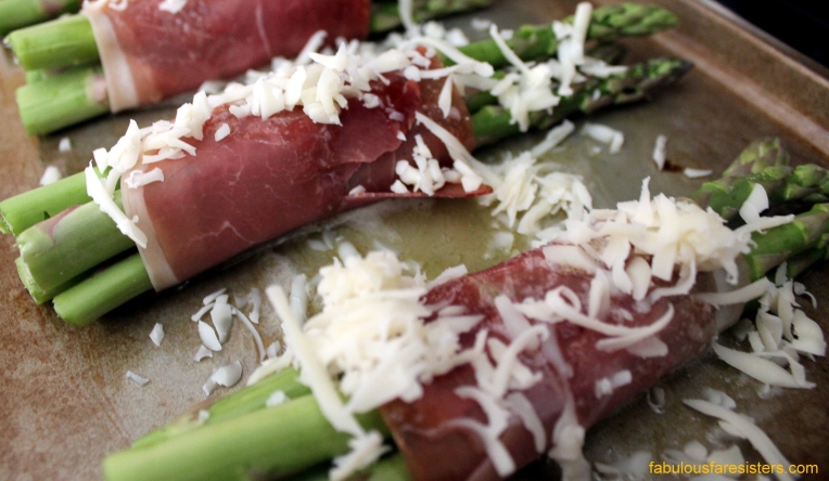 Prosciutto wrapped Roasted Asparagus with Parmesan Cheese drizzled with Balsamic Reduction
