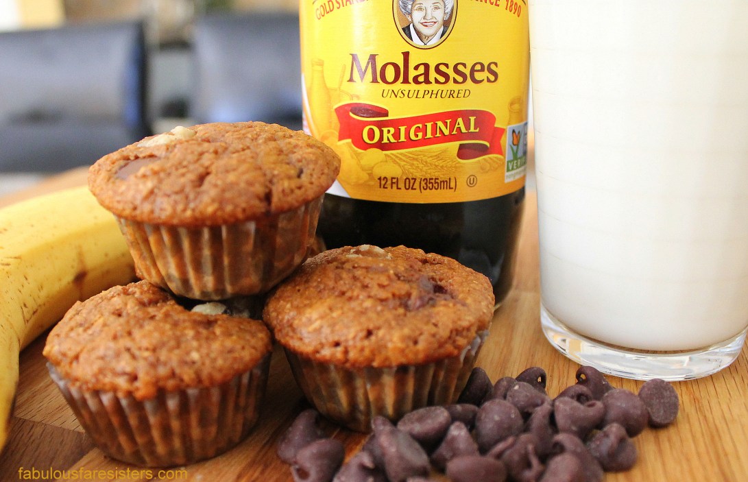 Banana Chocolate Chip Molasses Bran Muffins