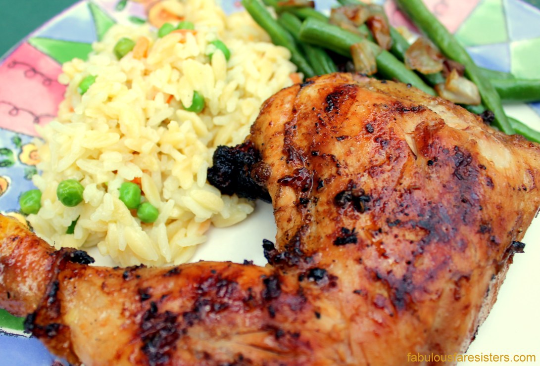Honey-Lemon Glazed Chicken, Rice Pilaf & Green Beans with Sautéed Shallots