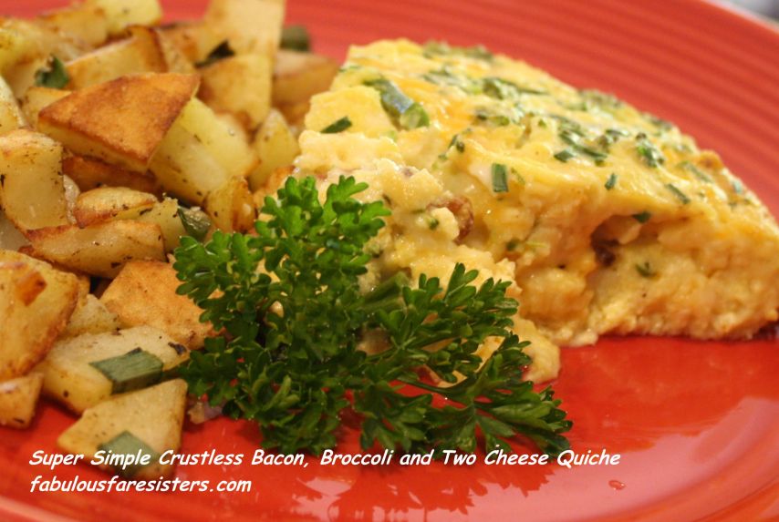Super Simple Crustless Bacon, Broccoli and Two Cheese Quiche