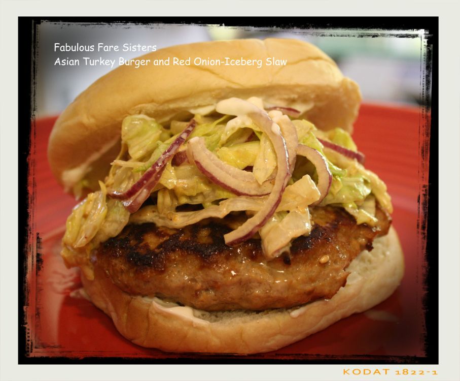 Asian Turkey Burger and Red Onion-Iceberg Slaw
