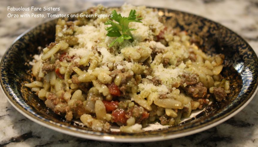 Orzo with Pesto, Tomatoes and Green Peppers
