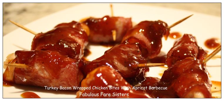 Turkey Bacon Wrapped Chicken Bites With Apricot Barbecue