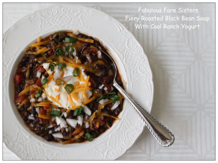 Fiery Roasted Black Bean Soup With Cool Ranch Yogurt