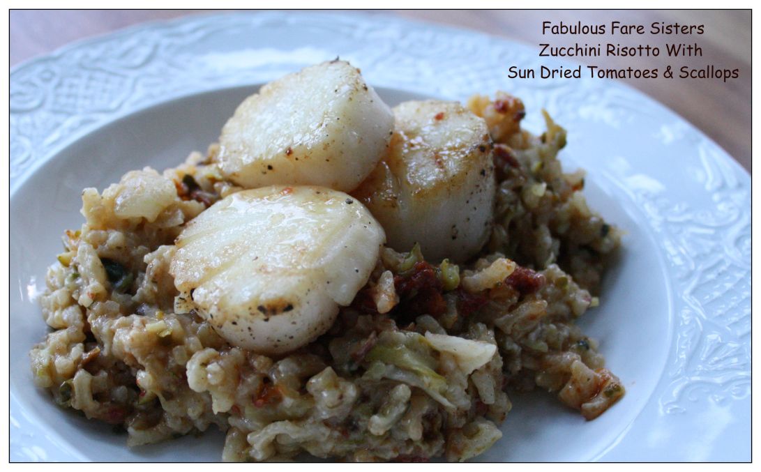 Zucchini Risotto With Sun Dried Tomatoes & Scallops
