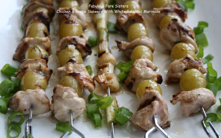Chicken &amp; Grape Skewers With White Balsamic Marinade 1