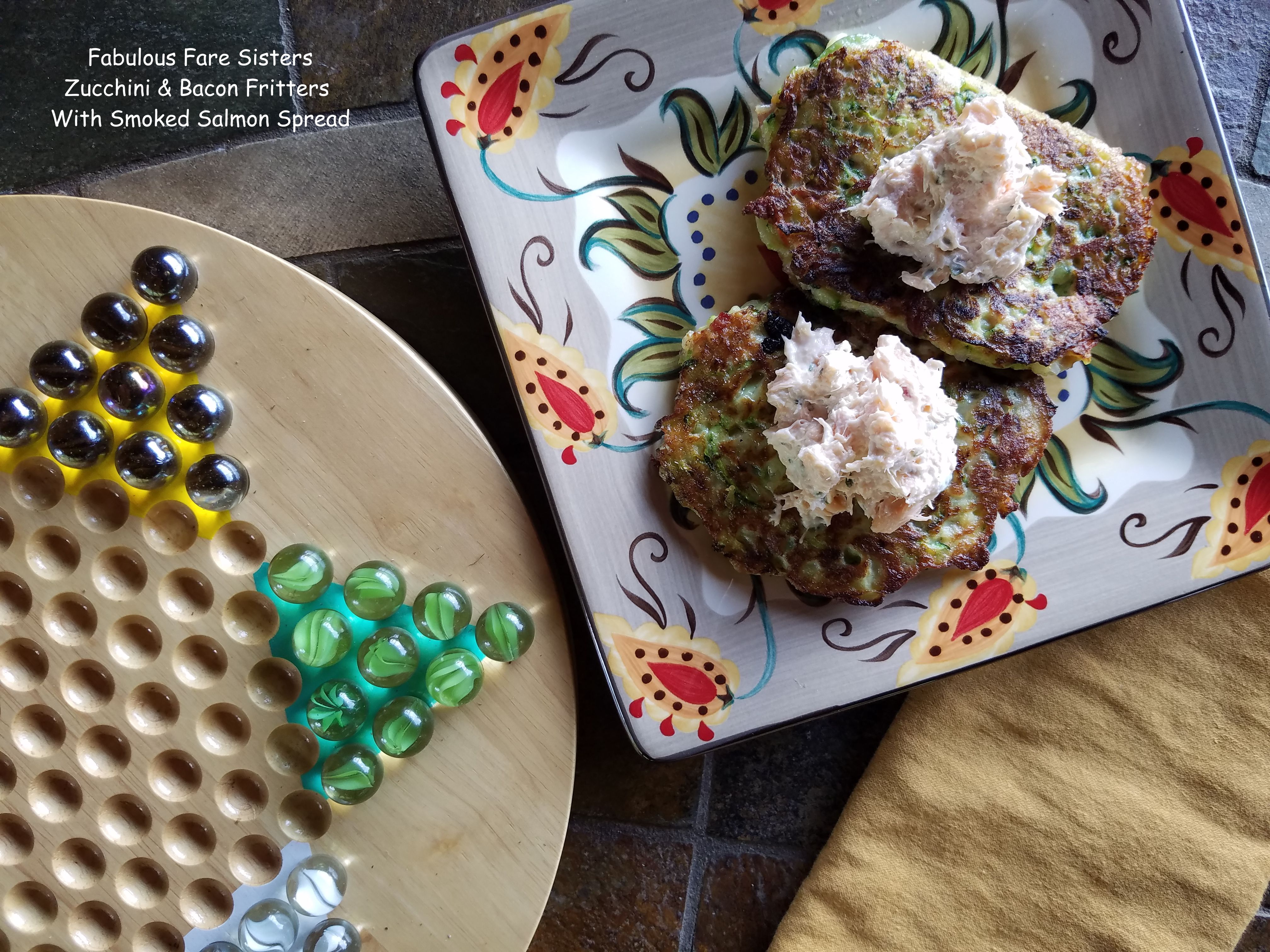 Zucchini & Bacon Fritters With Smoked Salmon Spread