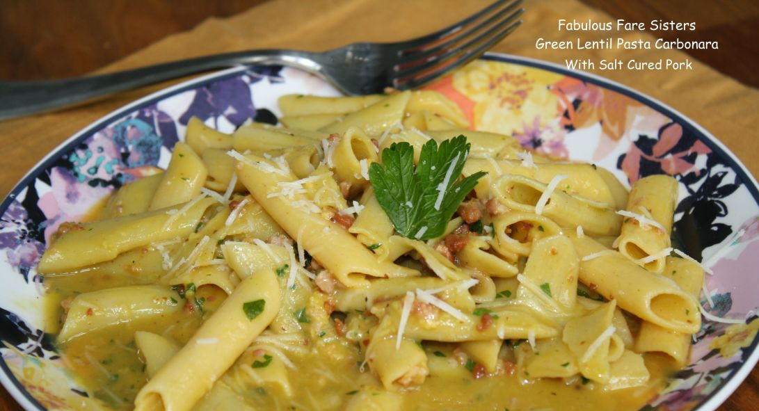 Green Lentil Pasta Carbonara With Salt Cured Pork