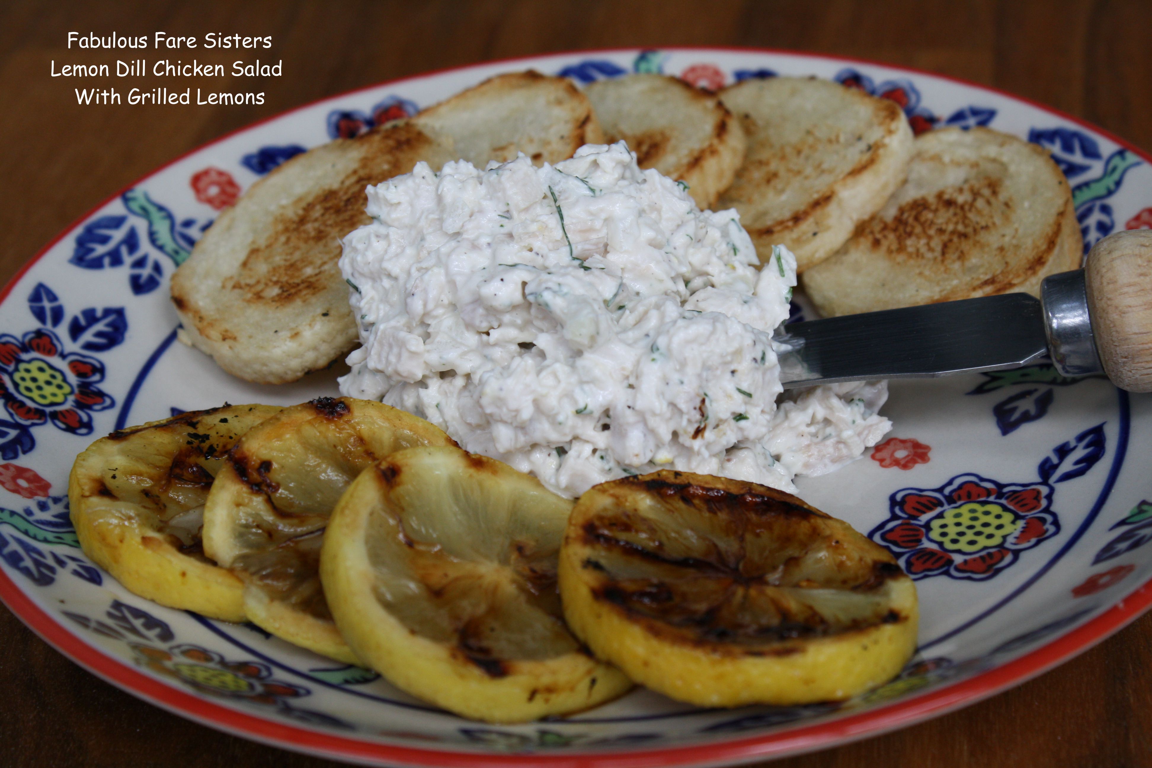 Lemon Dill Chicken Salad With Grilled Lemons